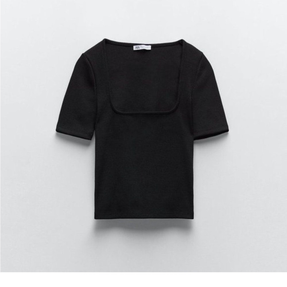 Zara square neck ribbed cropped top